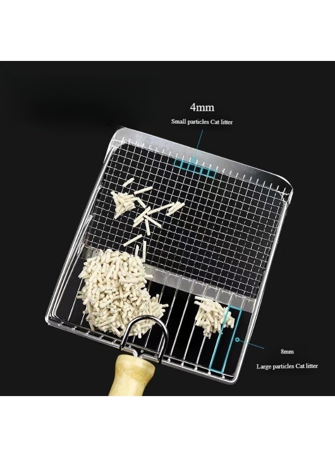 Oldzhan 2-in-1 wooden handle cat litter shovel walnut sand small hole bentonite mineral sand filter shovel pet supplies - Image 3
